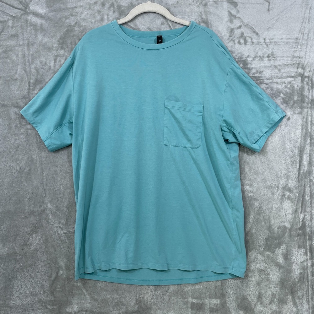 Lululemon Fundamental Pocket T-Shirt‎  Men's Size L Blue Pima Cotton Stretch